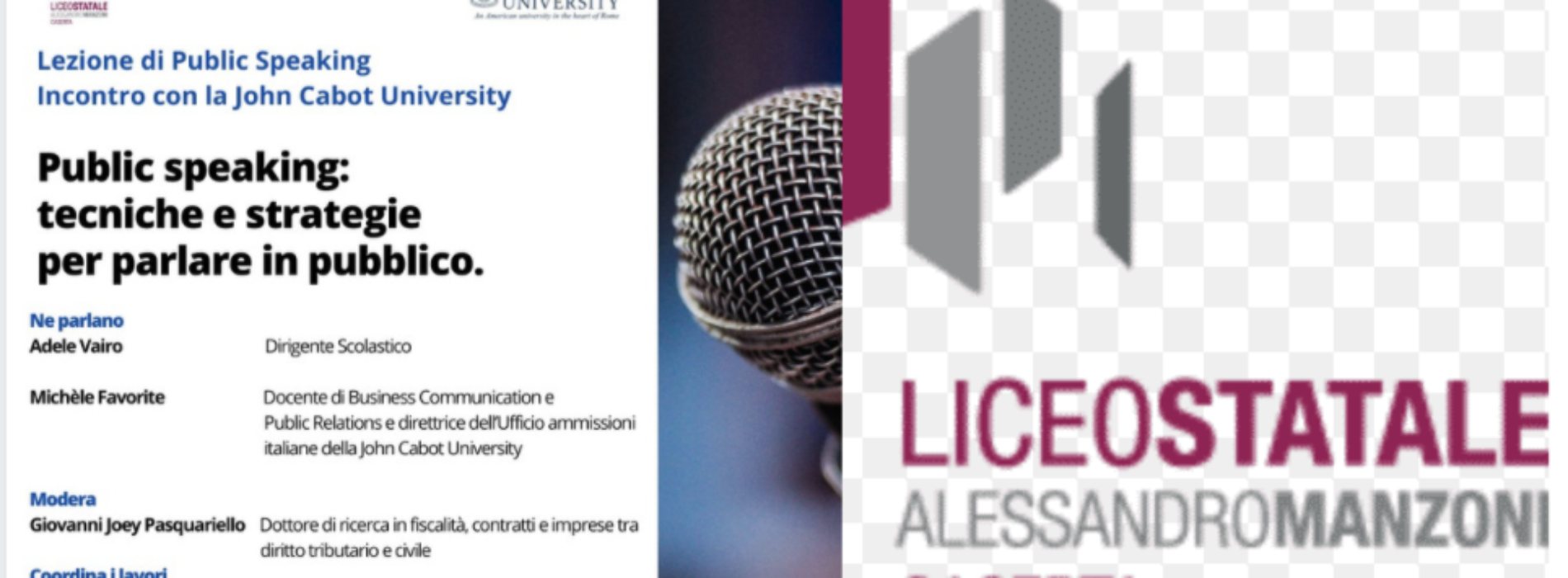 Liceo Manzoni. Lezione di Public speaking, tecniche e strategie