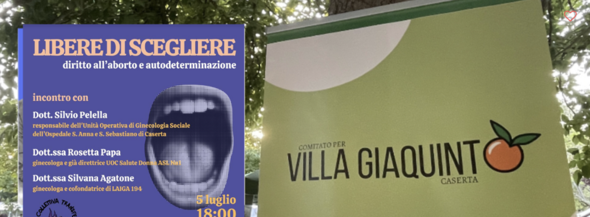 Libere di scegliere, aborto. Confronto in Villa Giaquinto